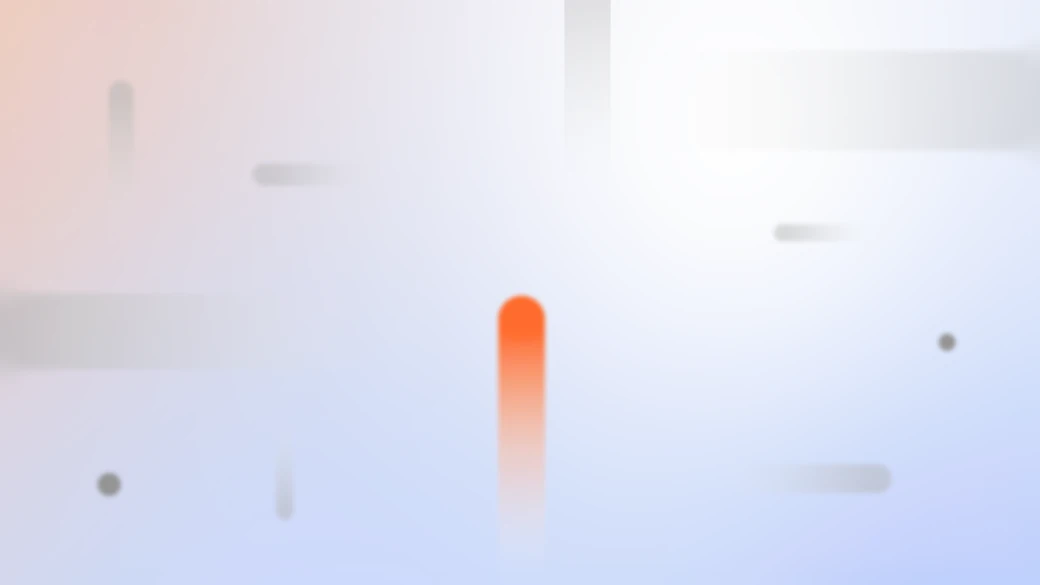 Interface fragments blurred into pale blue and grey with a single orange bar in focus