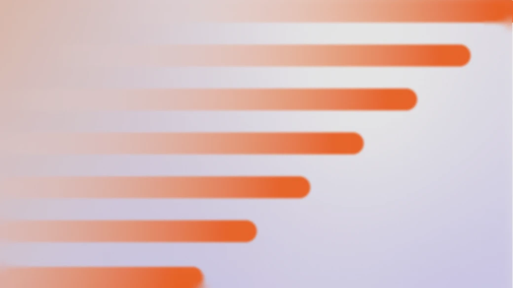 Orange bars streaking left to right across pale lilac, each fading out along its tail
